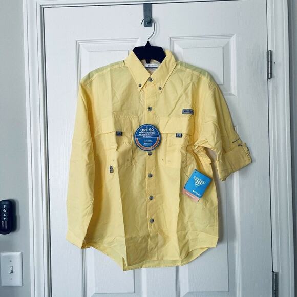 NWT Columbia Bahama II Long Sleeve Sunlit Yellow Button Down Shirt XXS - Picture 7 of 8